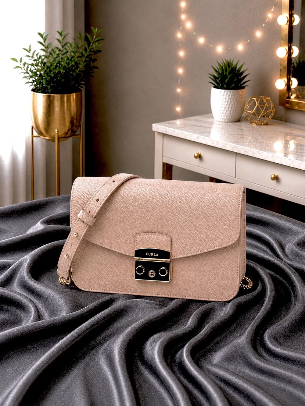 FURLA  Metropolis Toupe Leather Shoulder Bag